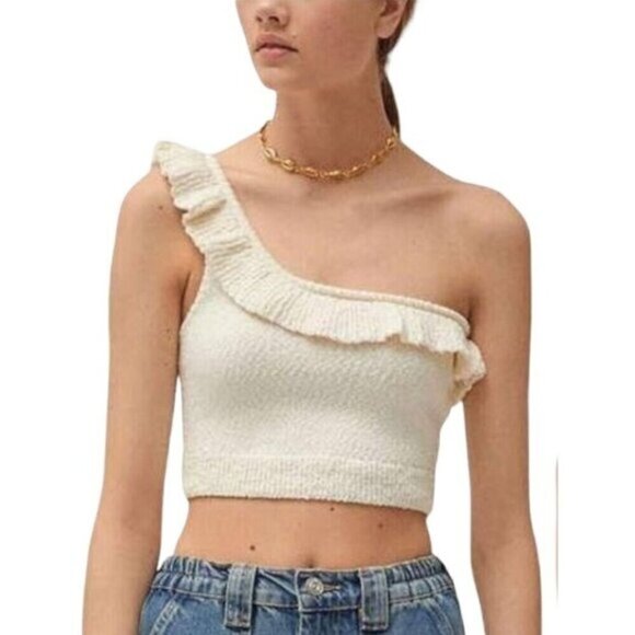 Urban Outfitters Tops - URBAN OUTFITTERS Molly Ruffle Crop Top Medium Ivory